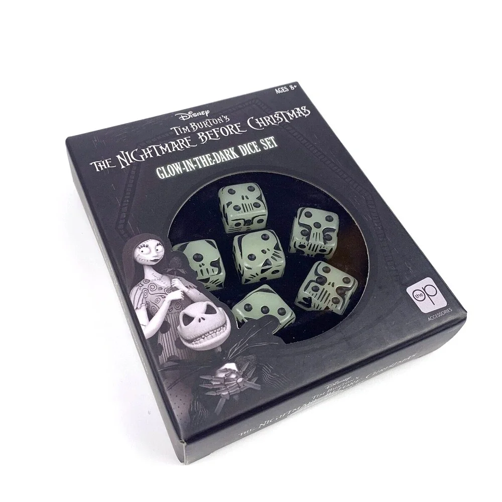 Nightmare Before Christmas Glow In the Dark Dice Set Tin Carrying Case Incl READ